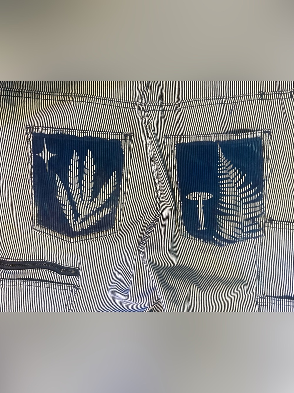 Striped Dovetail Overalls with Cyanotype Floral Panels - Picture 5 of 5